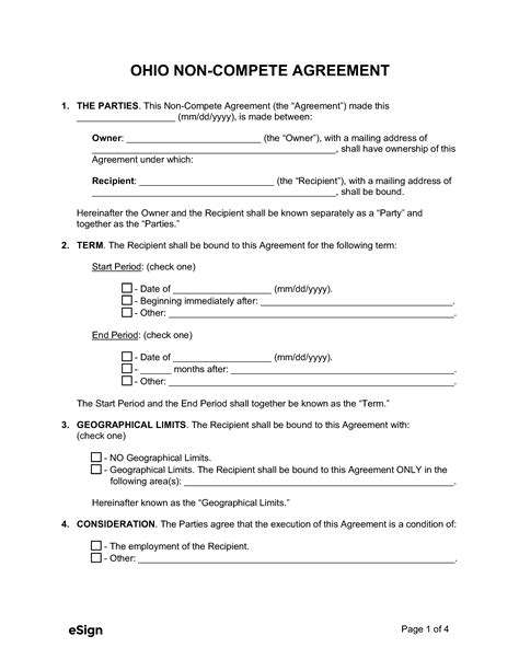 non compete agreement ohio pdf form